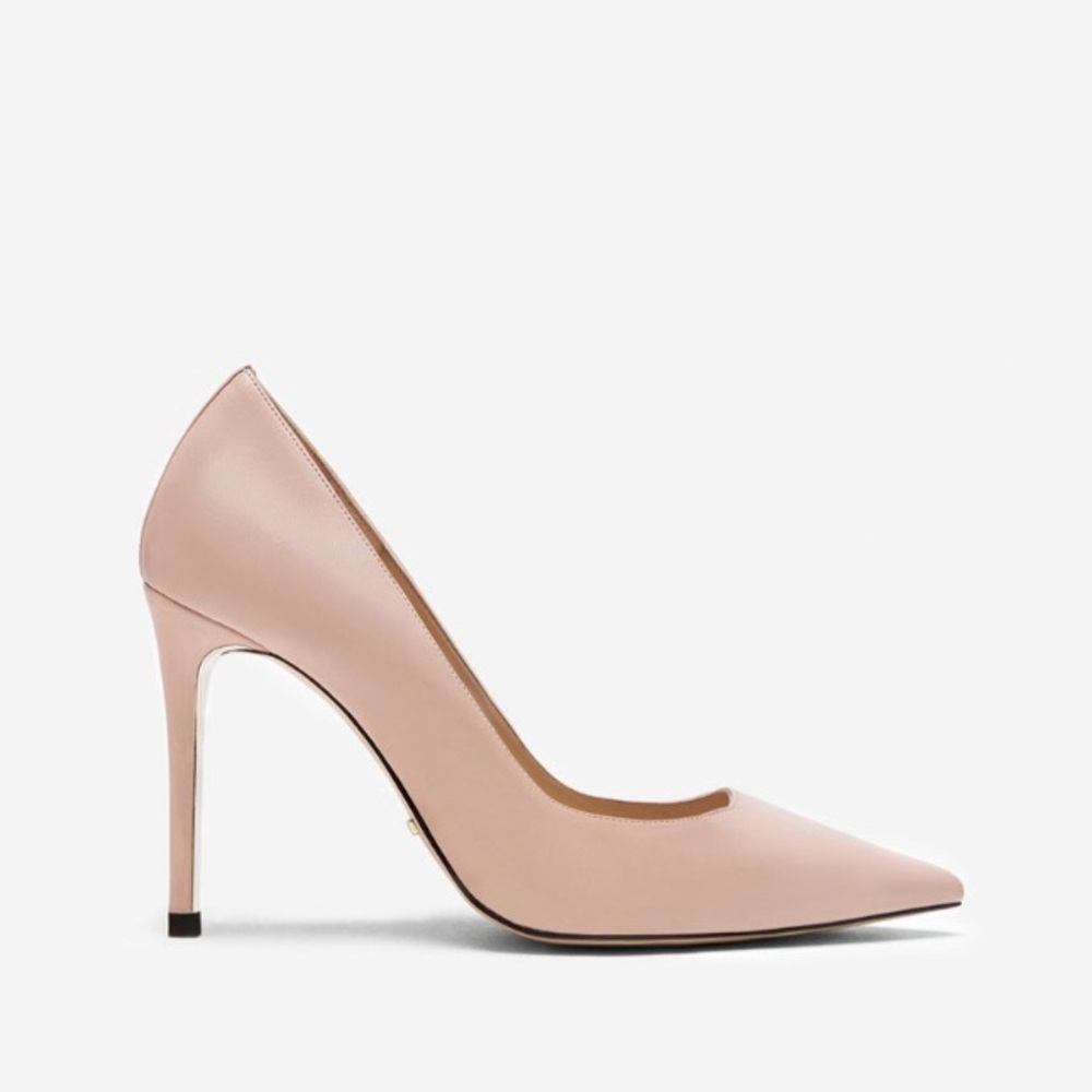 Massimo Dutti Blush Pink Pointed Toe Leather Pumps – Size 38 / 7.5 US | NWT